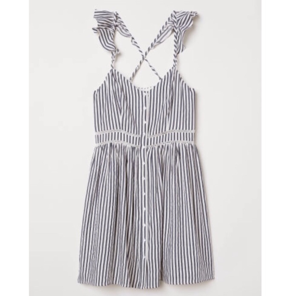 H&M | White & Blue Striped Dress Size 2